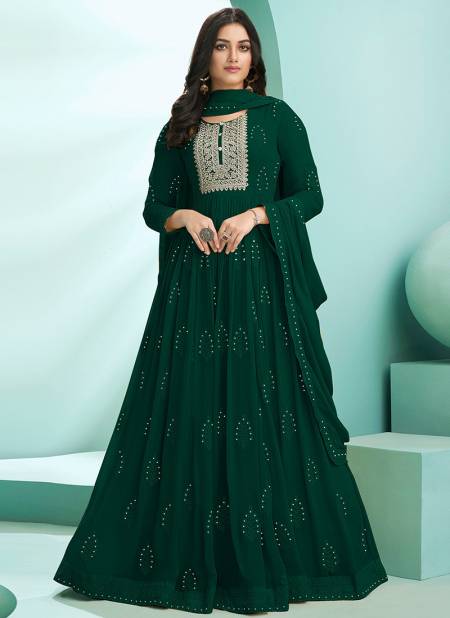 Green Colour Designer Heavy Wedding wear Georgette Embroidery With Diamond Work Suit Collection 2001D